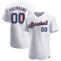 Maglia da baseball autentica Royal personalizzata, a righe bianche e arancioni
