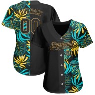 Maglia da baseball tropicale 3D con motivo autentico personalizzato Old Gold Leaves Hawaii Palm Maglia da baseball tropicale 3D con motivo autentico personalizzato Old Gold Leaves Hawaii Palm
