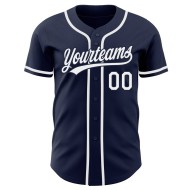 Maglia da baseball blu navy autentica e personalizzata Maglia da baseball blu navy autentica e personalizzata