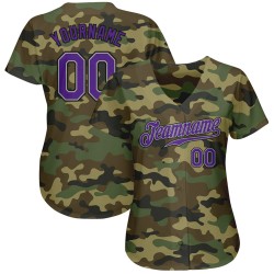Maglia da baseball personalizzata "Salute" autentica viola-nera mimetica