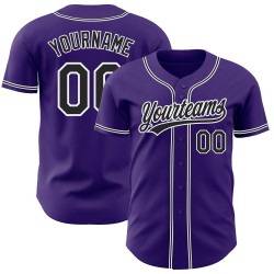 Maglia da baseball viola autentica nera e bianca personalizzata