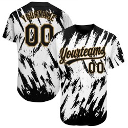 Maglia da baseball nera antica autentica con design personalizzato, modello 3D oro bianco