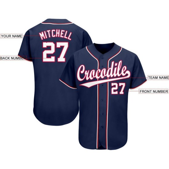 Maglia da baseball personalizzata blu navy bianco-rossa Maglia da baseball personalizzata blu navy bianco-rossa