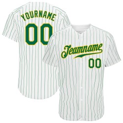 Maglia da baseball Kelly Green-Gold personalizzata a righe bianche, autentica Kelly Green