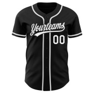 Maglia da baseball bianca personalizzata nera autentica Maglia da baseball bianca personalizzata nera autentica
