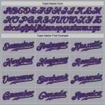 Maglia da baseball personalizzata viola a righe viola-nera autentica grigia Maglia da baseball personalizzata viola a righe viola-nera autentica grigia