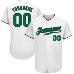 Maglia da baseball personalizzata bianca autentica verde-nera Kelly Maglia da baseball personalizzata bianca autentica verde-nera Kelly