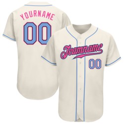Maglia da baseball personalizzata nera e rosa, autentica, blu crema e chiara