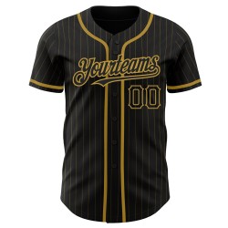Maglia da baseball a righe dorate, nera antica, autentica, personalizzata, oro antico Maglia da baseball a righe dorate, nera antica, autentica, personalizzata, oro antico