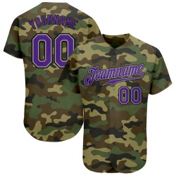 Maglia da baseball personalizzata "Salute" autentica viola-nera mimetica