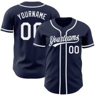 Maglia da baseball blu navy autentica e personalizzata