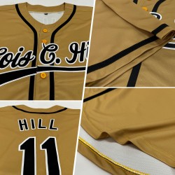 Maglia da baseball autentica, vecchia, personalizzata, nera, bianca e oro Maglia da baseball autentica, vecchia, personalizzata, nera, bianca e oro