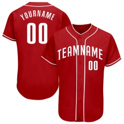 Maglia da baseball rossa personalizzata, bianca, autentica